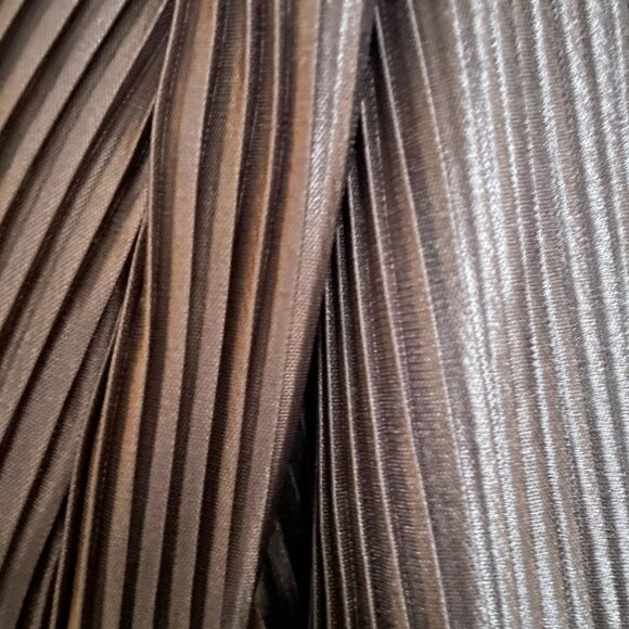 Express, Faux Wrap, Banded Bottom, Shimmery Chocolate Color V-Neck Blouse - Picture 4 of 8